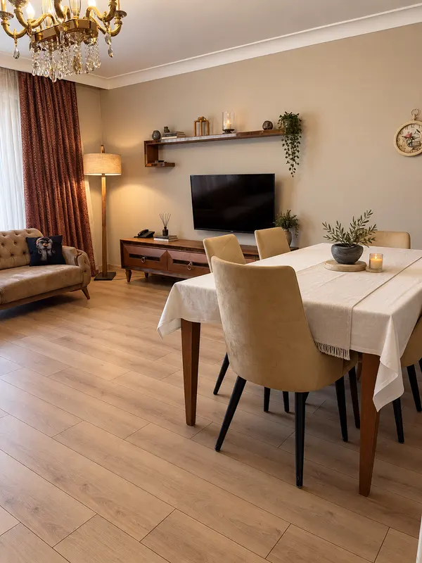 Klasik Residence — Yemek masası ve TV